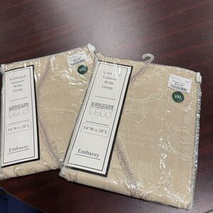 2 pc Embassy Scalloped Valance with Gimp in Beige 54”W x 20” L